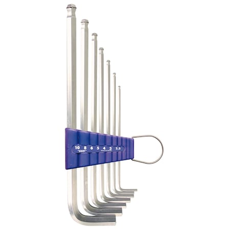 Eight Tool BOLT-CATCH HEX KEY L-HANDLE EXTRA LONG SET, 7PC 2.5-10MM SLVR BCT-S7